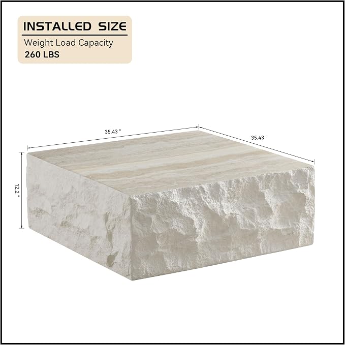 Square Coffee Table for Living Room Modern Center Table for Apartment, No Need - Image 2