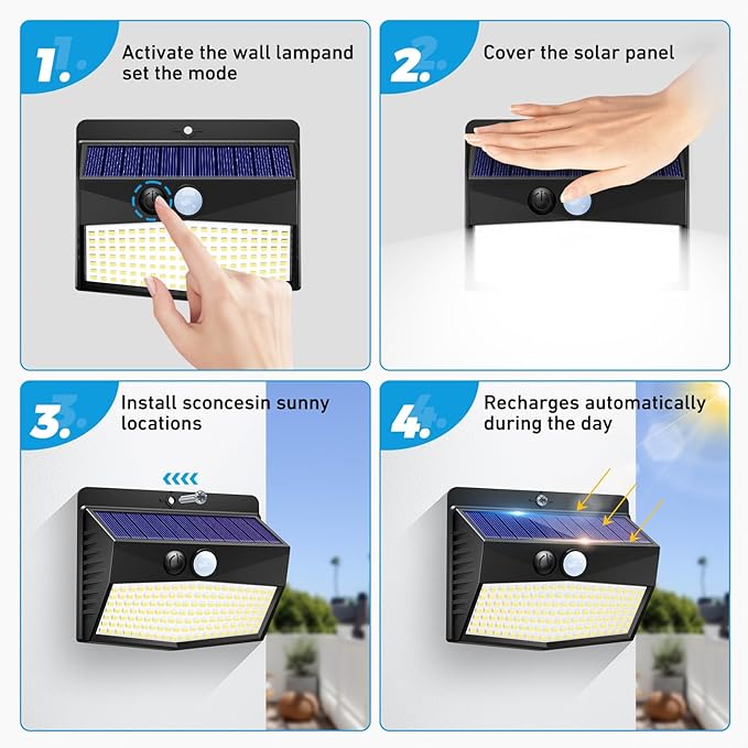 Peasur 1 Pack Solar Motion Lights Outdoor, Solar Security Light - Image 5