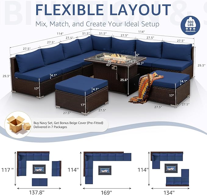 NICESOUL 10 Piece Outdoor Couch Set - Image 4