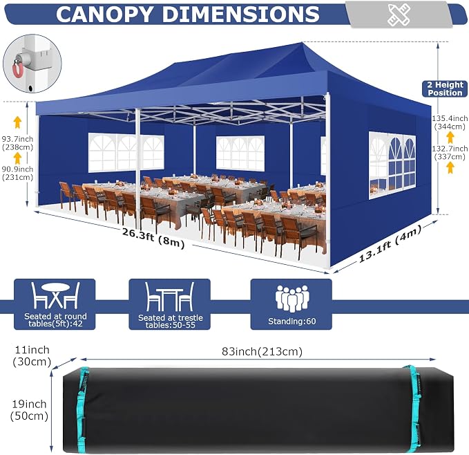 COBIZI Pop up Canopy Tent 13x26 Heavy Duty Gazebo - Image 4