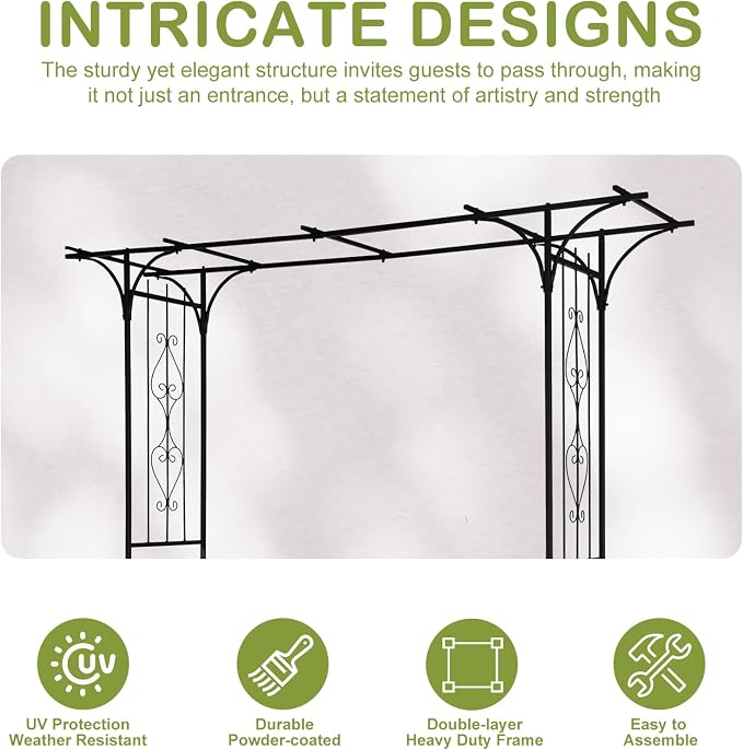 Outvita 7Ft Garden Arch Arbor, Steel Frame Stand Trellis, Arbour Archway - Image 6