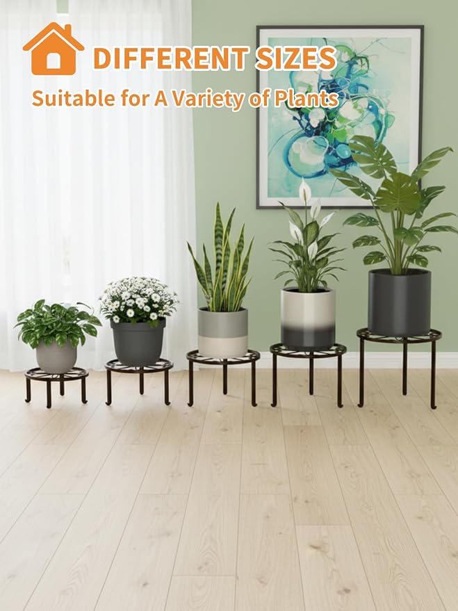 Set of 5 Metal Plant Stand for Heavy Potted Plant for Home Indoor and Outdoor - Image 7