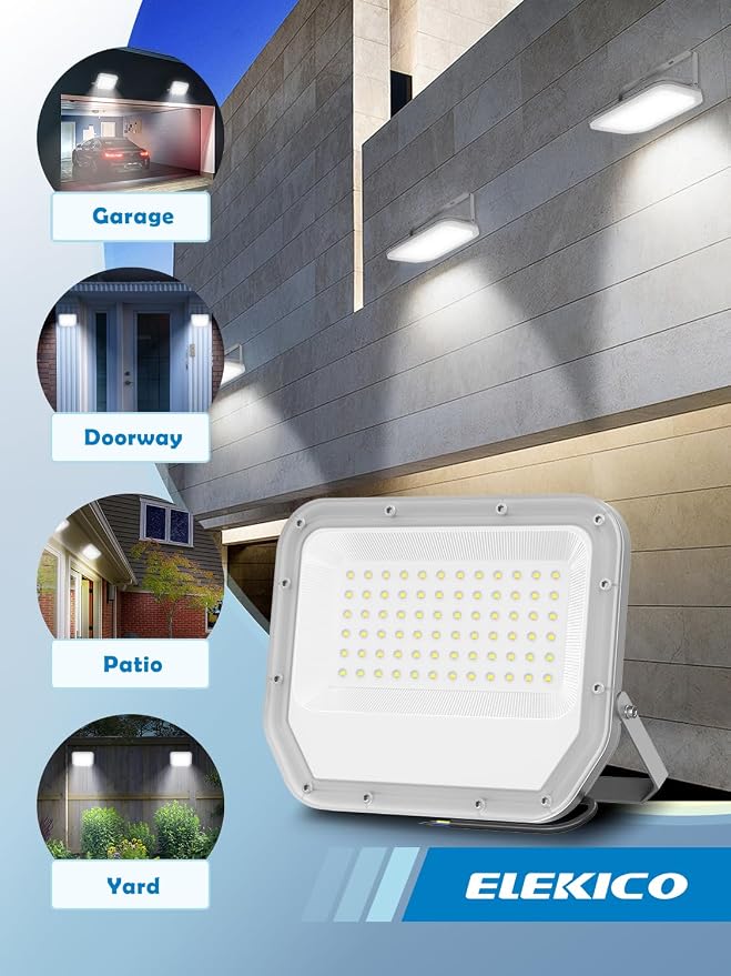 2 Pack Super Bright 6500k 10000lm LED Flood Lights Outdoor, 100w Led Outside - Image 3