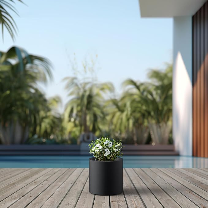 Kante 9.8" Dia Round Concrete Planter, Modern Style Large Cylindrical Plant Pot - Image 5