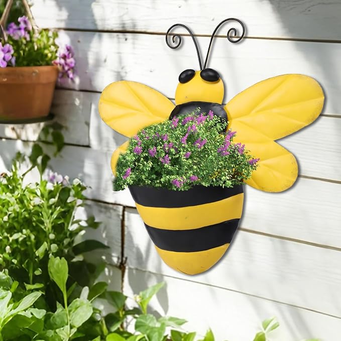 Metal Wall Planter Bee Wall Mounted Planters Small Flower Pot - Image 4
