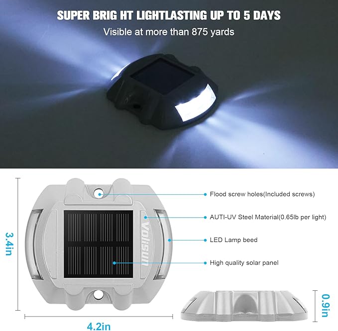 VOLISUN Solar Deck Lights Driveway Dock Lights, Auto On/Off - Image 2