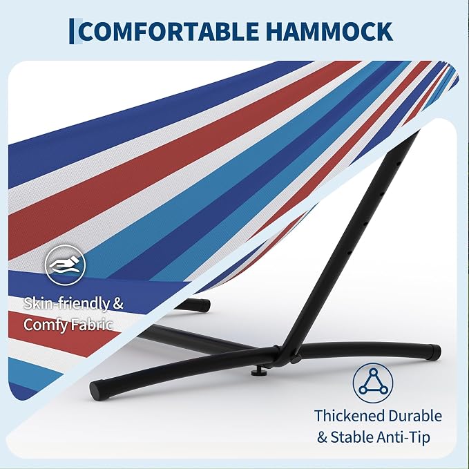 2 Person Hammocks with Stand for Outside, Double Hammocks Portable Space Saving - Image 7