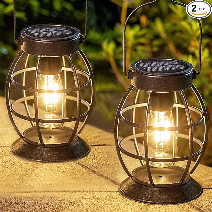 LeiDrail Solar Lantern Outdoor Hanging Solar Lights Metal LED Waterproof by LeiDrail