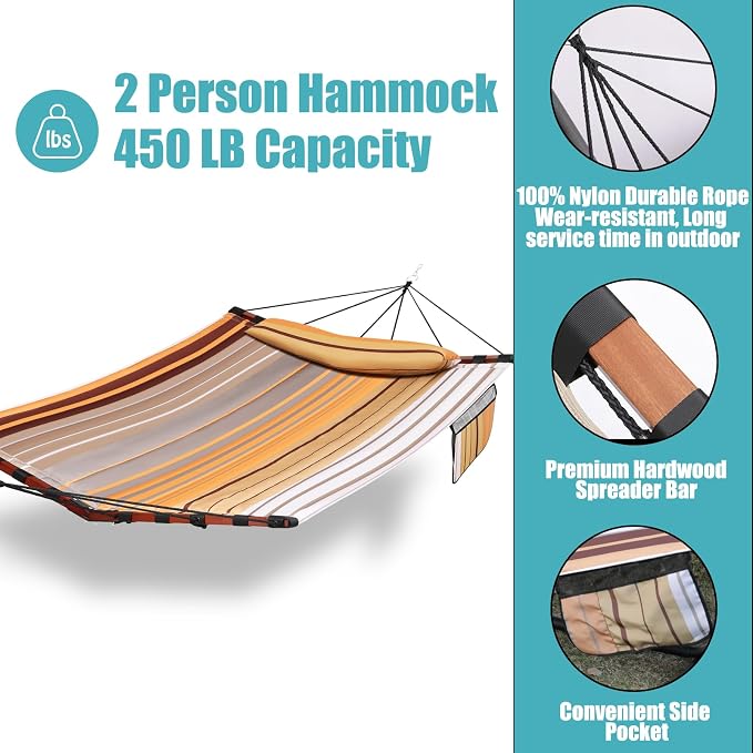 TegerDeger 12FT 2 Person Hammock Large Hammock 450LB Capacity - Image 4