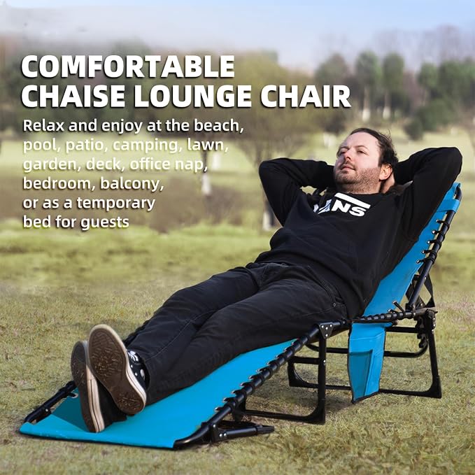 Folding Chaise Lounge Chair Bed - Image 4