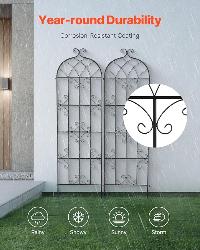 VEVOR 71 x 20 in, 2 Packs Rustproof Metal Garden Flower Trellis, Outdoor - Image 4