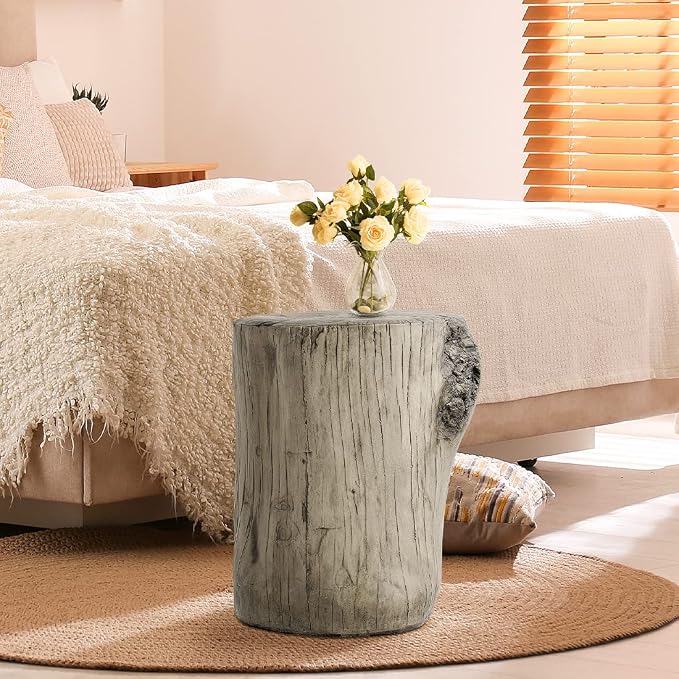 SUNBURY Stump Side Table, Concrete Side Table Coffee Log End Table, Patio Faux - Image 4