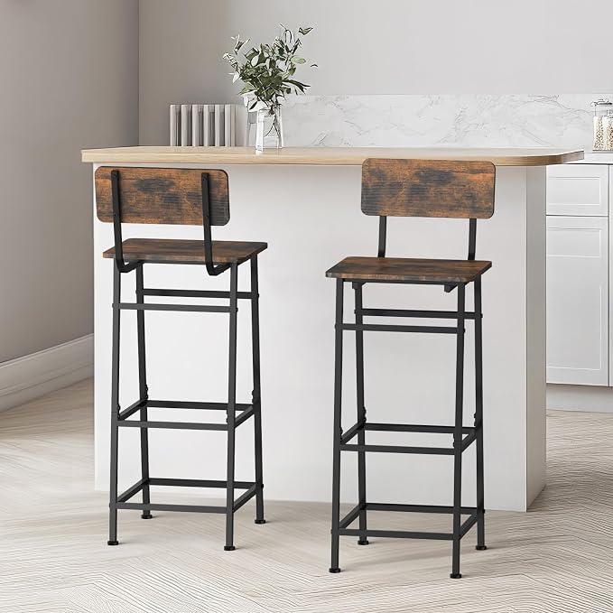 LIANTRAL Set of 2 Bar Stools, Counter Height Bar Stools - Image 8