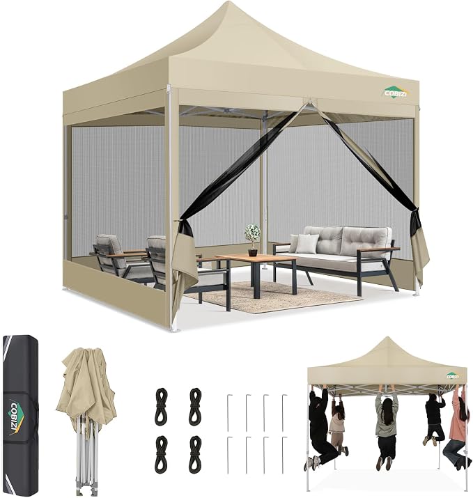 COBIZI 10x10 Canopy Tent, Heavy Duty Pop up Canopy by COBIZI
