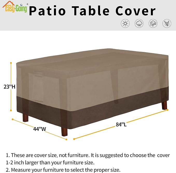 Easy-Going 600D Heavy Duty Rectangular Table Cover UV Resistant and Waterproof - Image 2