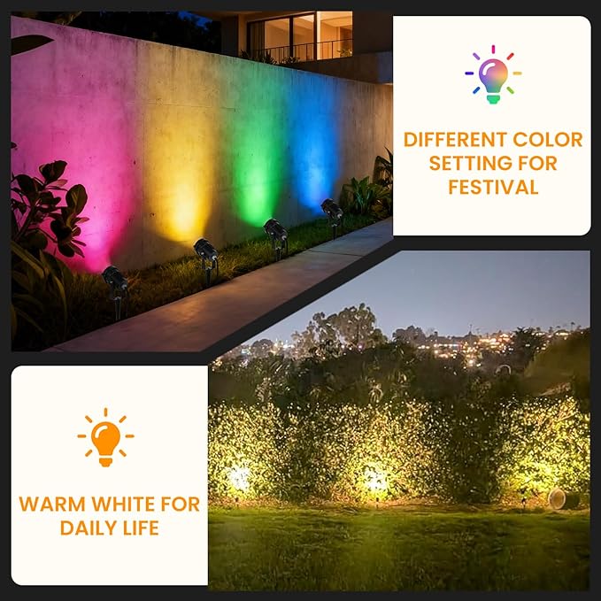 RGBW Multicolor Spotlight Outdoor: 16 Color Changing Landscape Lighting - Image 2