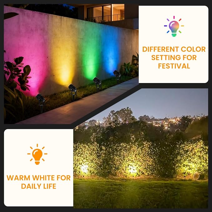 Multi Colored Spotlights Outdoor: RGBW LED Spot Light Plug in 120V Remote - Image 4
