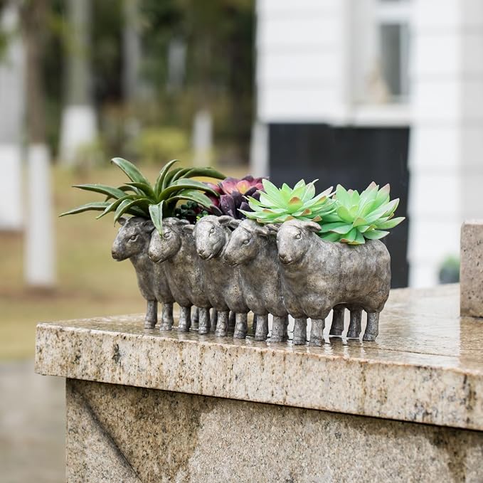 Newman House Studio Resin Sheep Planter Succulent Pot - Image 11
