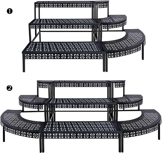aboxoo 3 Tier Stair Style Large Metal Plant Stand, Garden Display Shelf Flower - Image 3