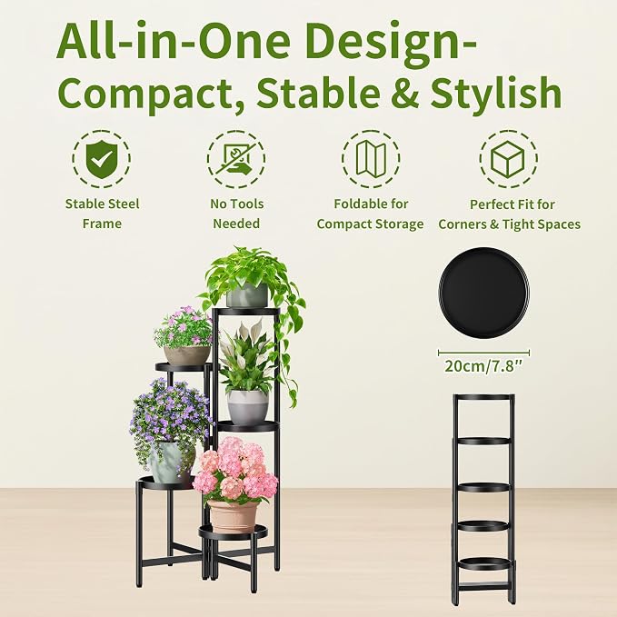 Tall Plant Stand Indoor Outdoor, Corner Metal Flower Pot Stands - Image 5