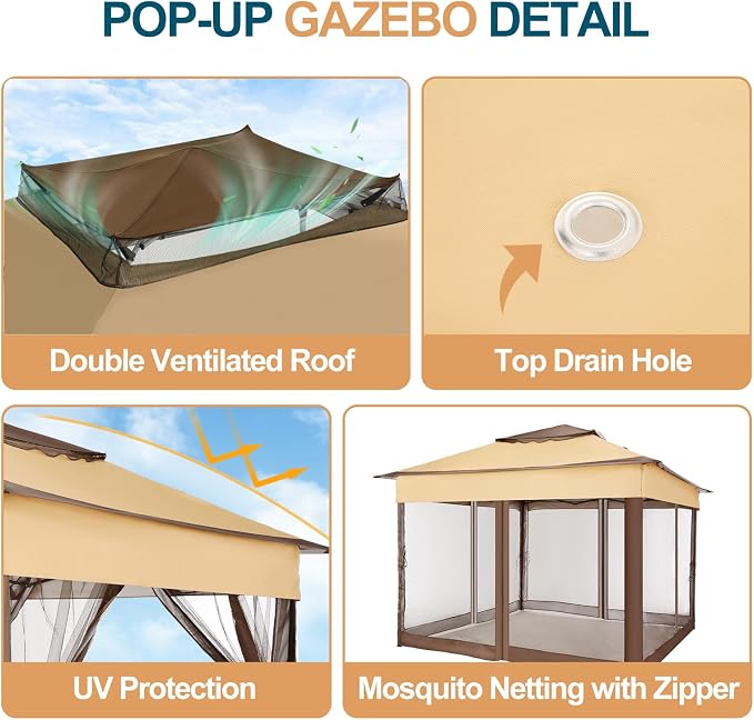 COBIZI 10x10 Pop Up Gazebos on Clearance 11x11 Canopy Tent Easy Up Outdoor - Image 6