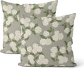 Grey Pillow Covers 24x24 Inch 2 Pcs Gray Green Hydrangea Flower Decor Throw by DAFENA