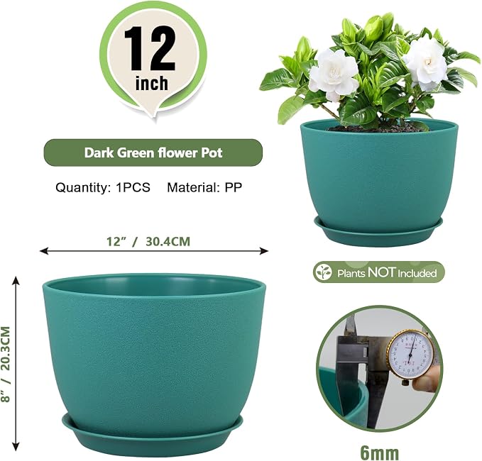 Plant Pots 12 inch, Plastic Planters - Image 2