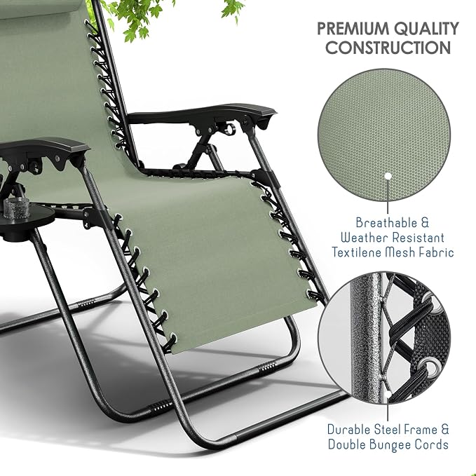 Nestl Zero Gravity Chairs Set of 4, Patio Lounge Chair Outdoor - Image 7