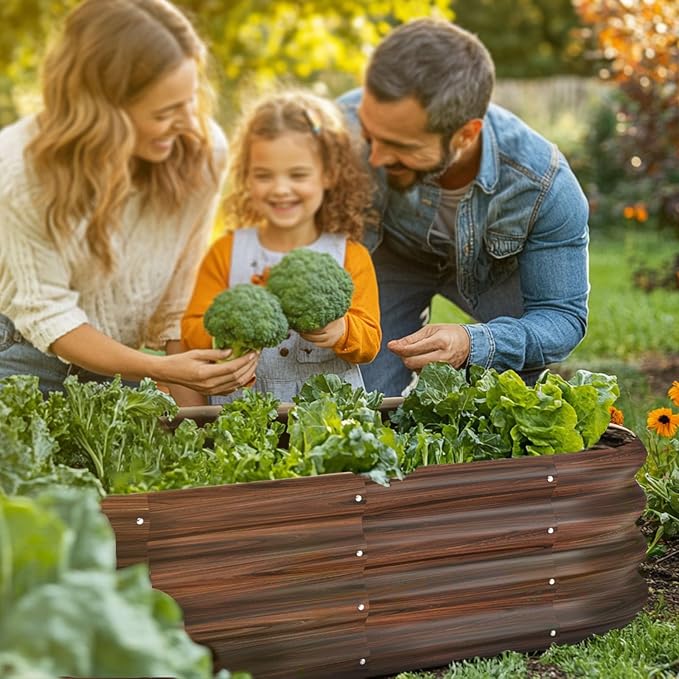 4x2x1ft Oval Galvanized Raised Garden Bed Outdoor 9-in-1 Large Metal Modular - Image 7