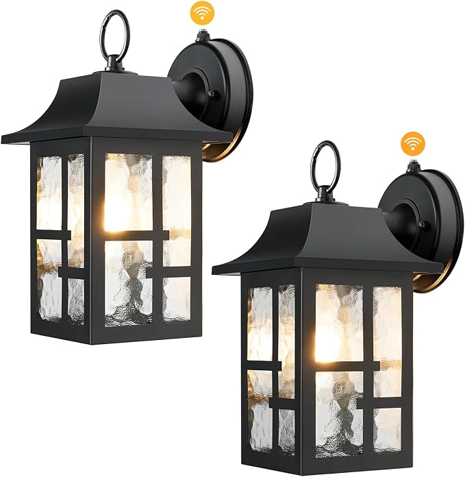 OKELI Dusk to Dawn Outdoor Wall Lights, Exterior Waterproof Lantern, Front - Image 2