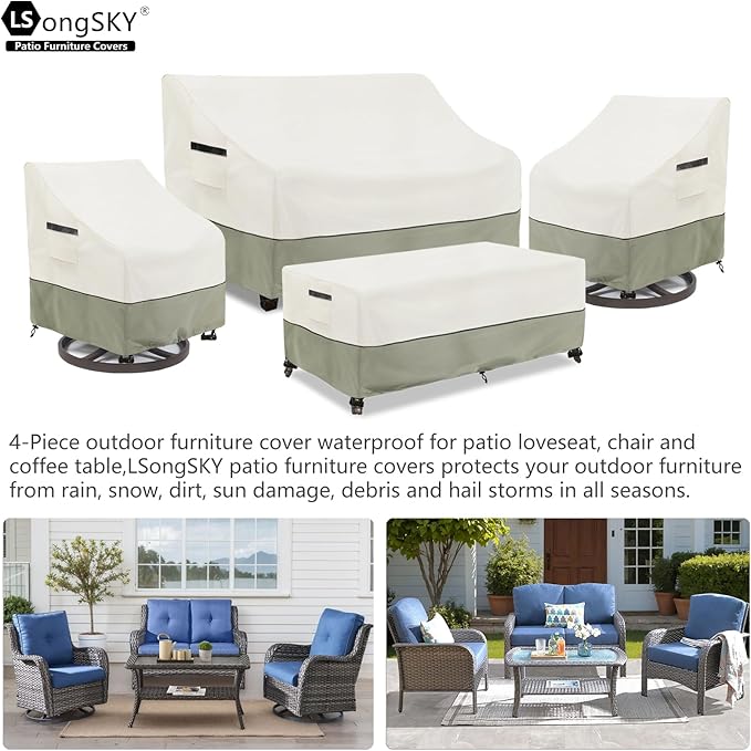 Patio Furniture Covers 4 Piece Set, 600d Heavy Duty Outdoor Furniture Covers - Image 3