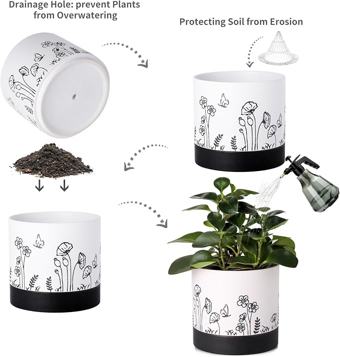 Nihow Ceramic Plant Pot: 6 Inch Planter - Image 3