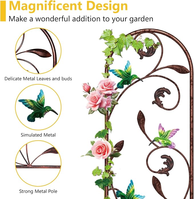 aboxoo Set of 2 Packs Hummingbird Metal Garden Trellis - Image 3