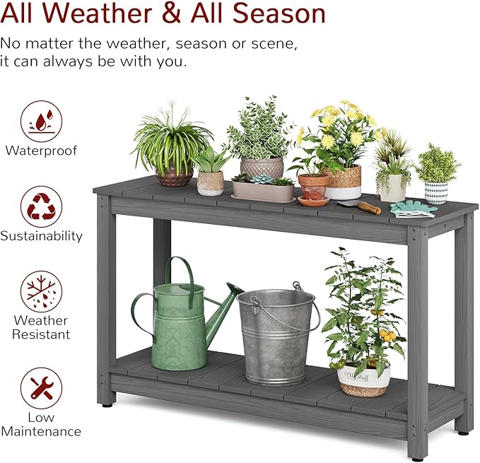 Stoog All-Weather Console Table, 2-Tier Patio Console Table Outdoor - Image 4