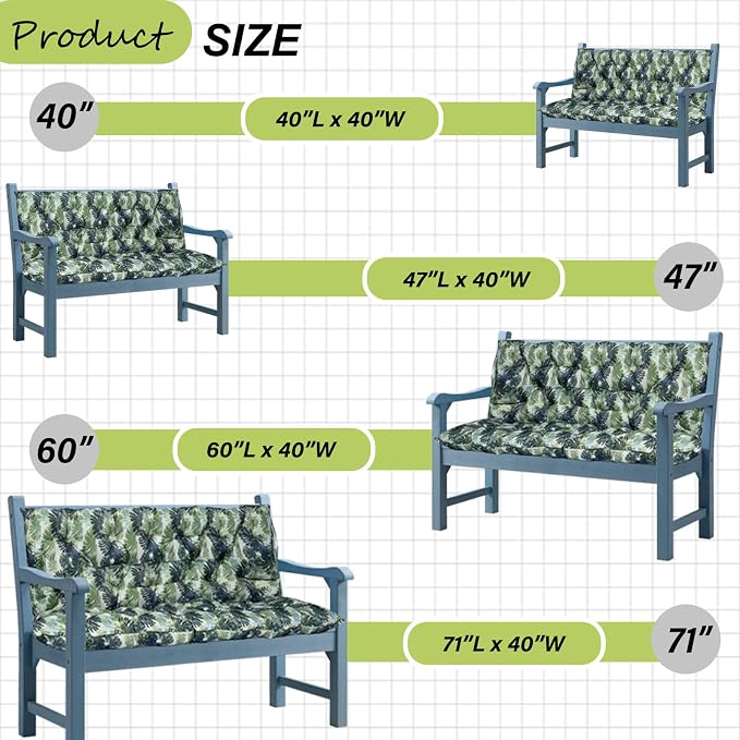 Waterproof Porch Swing Cushion Replacement, Thick 4" 2–3 Seat Outdoor Swing - Image 7