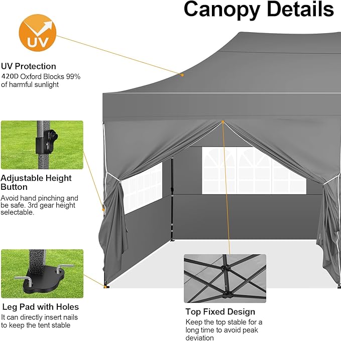 COBIZI 10x20 Pop up Canopy Tent 10x20 Canopy - Image 4