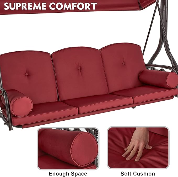 HOMREST 3 Seat Outdoor Porch Swing - Image 6