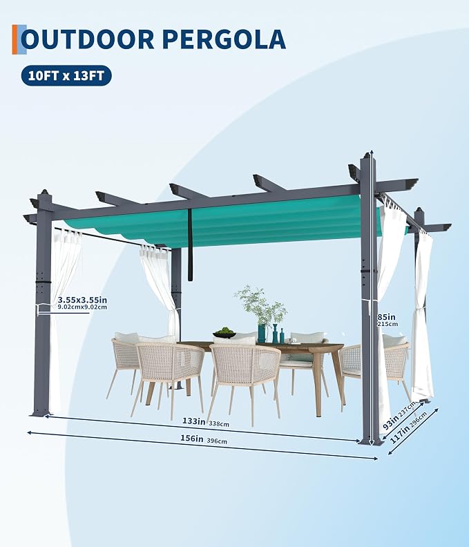 GarveeLife 10 x 13 ft Outdoor Pergol Metal Gazebo - Image 6