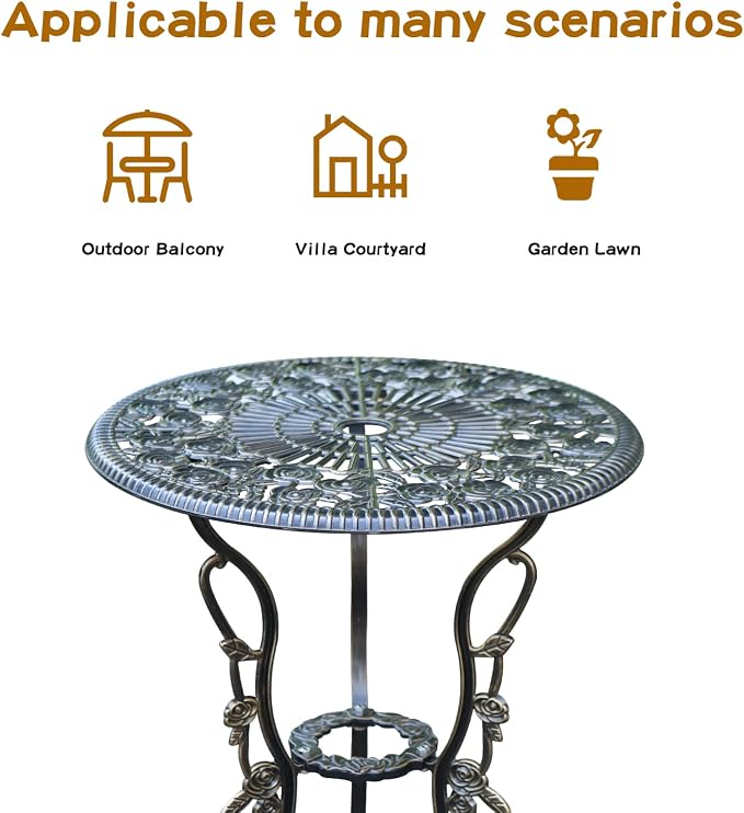 JARDIN DE CENTENNIAL Patio Bistro Set.Rust-Resistant Cast Aluminum Bistro Table - Image 2