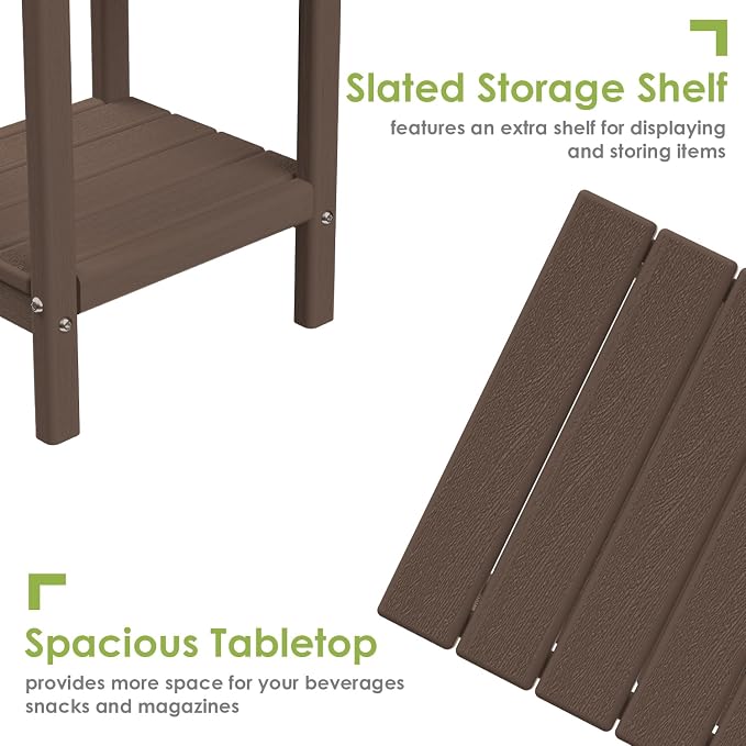 GREENVINES Adirondack-Outdoor-Side-Table | Set of 4 | Wood Grain | 14 x 13 - Image 5