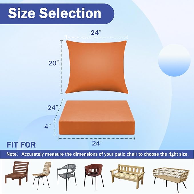 Outdoor Seat Cushion Set, Waterproof & Fade Resistant Patio Chair Cushions - Image 2