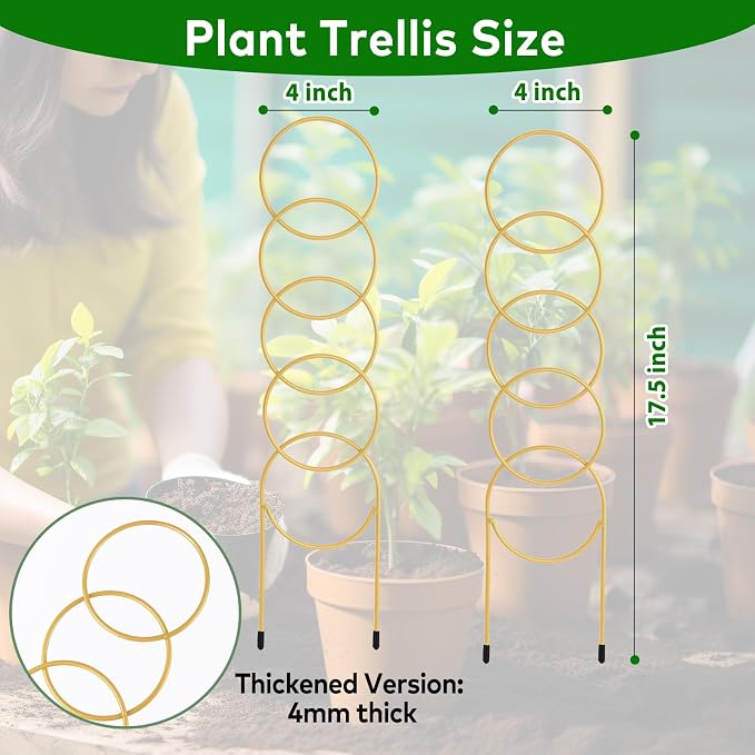 17.5 Inch Plant Trellis Indoor for Climbing Plants, Metal Small Garden Trellis - Image 2