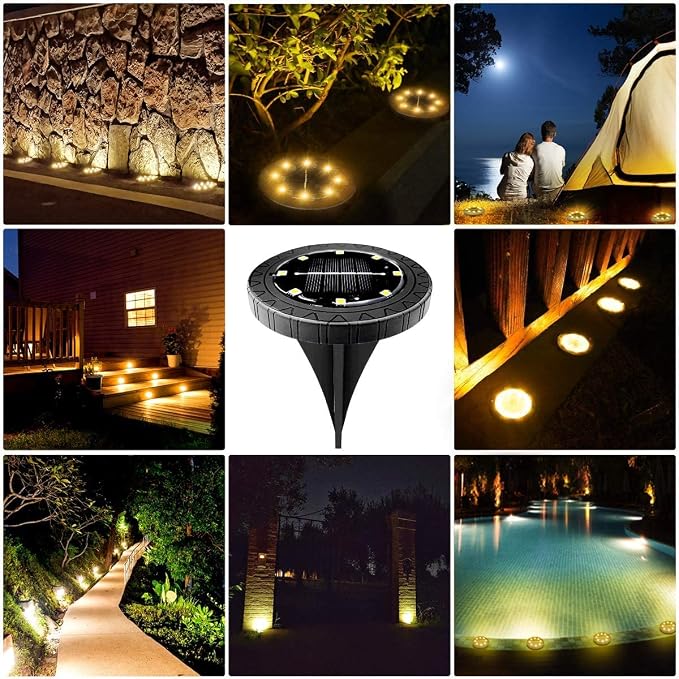 Solar Powered 2Pack, Waterproof LED Outdoor Disk Lights - Image 7