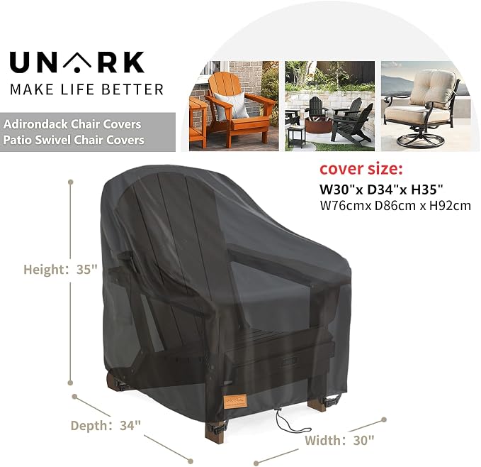 Outdoor Adirondack Chair Cover 2 Pack, Heavy Duty Patio Covers Waterproof - Image 2