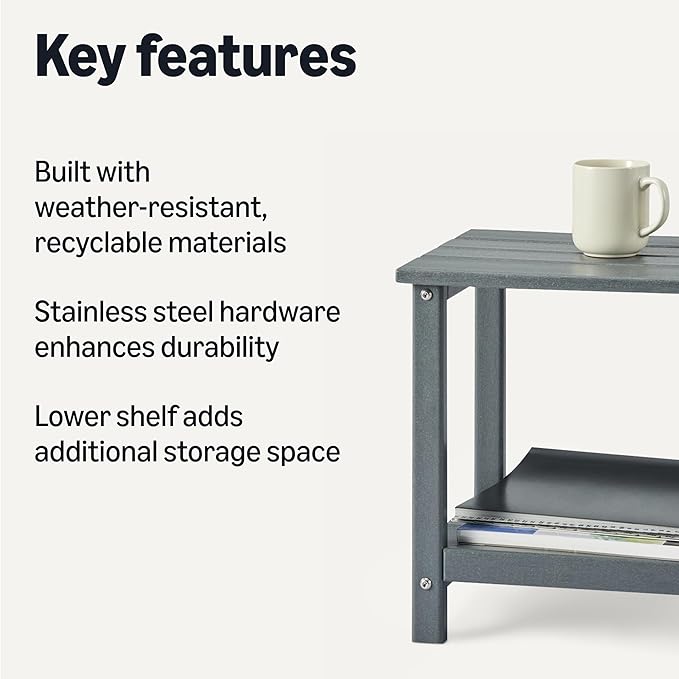 Amazon Basics Outdoor Side Table, 41.91cm x 32cm x 41.91cm - Image 3