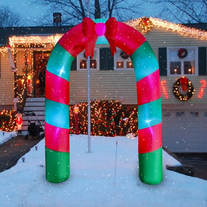 SEASONBLOW 8 Ft LED Light Up Inflatable Christmas Candy Archway by SEASONBLOW