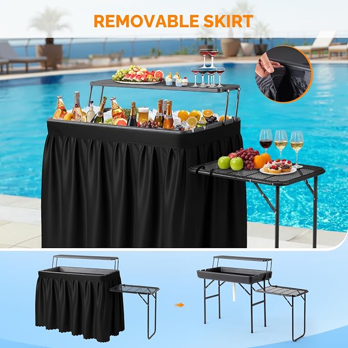 VINGLI Ice Table with Extra Storage Shelf, Side Table, Portasble Cooler Side - Image 3