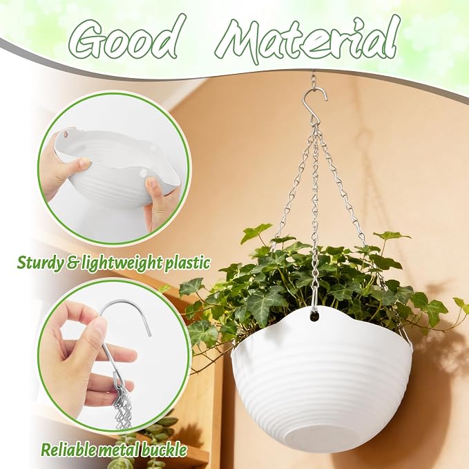 Bvrbaory 8 Pack Hanging Planter Pots, Self-Watering Flower Pot - Image 3