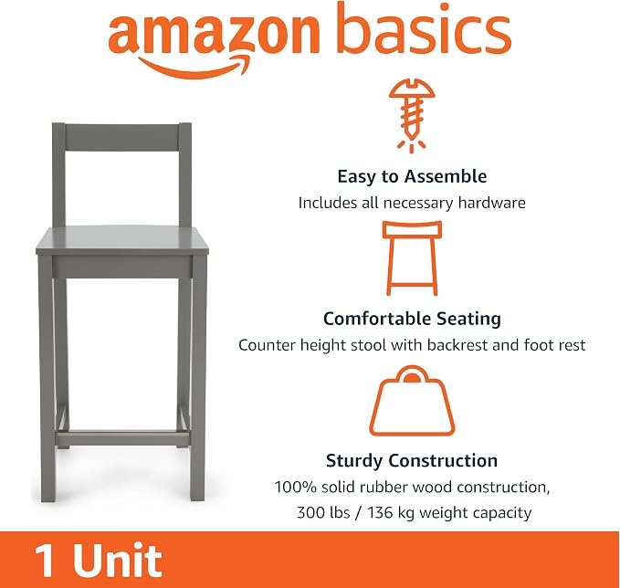 Amazon Basics Wooden Bar Stool - Image 3