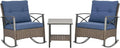 Outsunny 3 Piece Patio Rocking Chair Set, Outdoor Wicker Bistro Set by Outsunny
